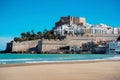 Peniscola castle, view from the beach. Spain Royalty Free Stock Photo