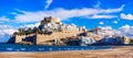 Peniscola, island with castle and beach in Castellon, Spain. Royalty Free Stock Photo