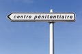 Penitentiary center road sign in France called centre penitentiaire in french