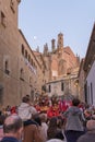 Penitents in the beginning of the Easter procession. Representation of the Holy Supper