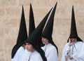 Penitents waiting for the start of their Easter holy week in mallorca