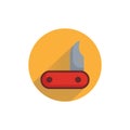 penknife flat icon with long shadow. music flat icon. army knife flat