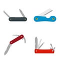 Penknife icons set, flat style