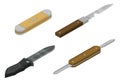 Penknife icons set, isometric style