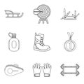 Penknife icons set, outline style