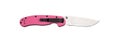 Penknife isolate on white background. Modern pink folding knife