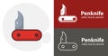 penknife tool flat icon with penknife solid, line icons