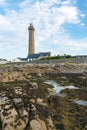 Eckmuhl ligthhouse in Penmarch on the coast of Brittany Royalty Free Stock Photo