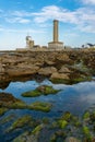 Eckmuhl ligthhouse in Penmarch on the coast of Brittany Royalty Free Stock Photo