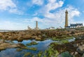 Eckmuhl ligthhouse in Penmarch on the coast of Brittany Royalty Free Stock Photo