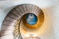 Spiral staircase in Eckmuhl Lighthouse in Brittany Royalty Free Stock Photo