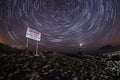 Penmon lighthouse at night with star trails Royalty Free Stock Photo