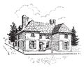 Penn`s House,vintage illustration