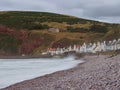 Pennan beach and village at low tide in September 2022. Aberdeenshire, Scotland, UK