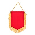 Pennant red with fringe, white background