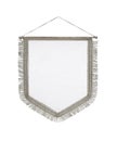 Pennant silver with fringe, on isolated white background