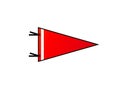 Pennant On White Background. Red Flag With White Strip In Flat Style