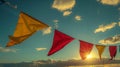The pennants position changing with each gust as if orchestrating a dance