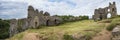 Pennard Castle, Gower, South Wales, UK, panoramic Royalty Free Stock Photo