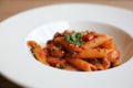 Penne arrabiata pasta tomato sauce with spices italian food Royalty Free Stock Photo