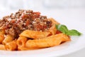 Penne Bolognese or Bolognaise sauce noodles pasta meal