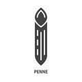 Penne glyph icon. Italian pasta symbol. Vector illustration