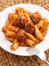 Penne with meatballs Royalty Free Stock Photo