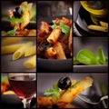 Penne with olives collage