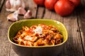 Penne Pasta with Chorizo Creamy Tomato Sauce Royalty Free Stock Photo