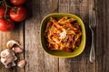 Penne Pasta with Chorizo Creamy Tomato Sauce Royalty Free Stock Photo