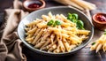 penne pasta with enoki mushroom