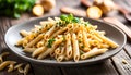 penne pasta with enoki mushroom