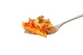 Penne pasta on a fork Royalty Free Stock Photo