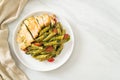 Penne pasta in pesto sauce with grilled chicken Royalty Free Stock Photo