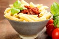 Penne pasta with a tomato bolognese beef sauce Royalty Free Stock Photo