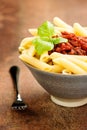 Penne pasta with a tomato bolognese beef sauce Royalty Free Stock Photo