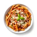 penne pasta with tomato sauce and grated cheese, AI Generative Royalty Free Stock Photo