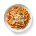 penne pasta with tomato sauce and grated cheese, AI Generative Royalty Free Stock Photo