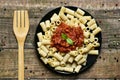 Penne rigate with bolognese sauce