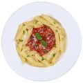 Penne Rigate Napoli with tomato sauce noodles pasta meal isolate