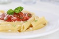Penne Rigate Napoli with tomato sauce noodles pasta meal Royalty Free Stock Photo