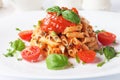 Penne rigate pasta with tomato sauce Royalty Free Stock Photo