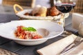 Penne with sausage and tomato sauce, Italian Pasta - Image.