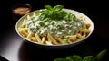Penne with spinach gorgonzola sauce