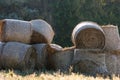 Penned the summer hay to feed the animals at the farm in wint Royalty Free Stock Photo