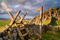 Pennine Way Style and Sign Post at Hadrian`s Wall