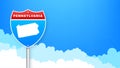 Pennsylvania map on road sign. Welcome to State of Pennsylvania. Vector illustration. Royalty Free Stock Photo