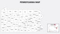 Pennsylvania Map. State and district map of Pennsylvania. Administrative map of Pennsylvania with district and capital in white