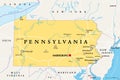 Pennsylvania, PA, political map, Keystone State, Quaker State. Royalty Free Stock Photo