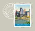 Pennsylvania postage stamp design. Vector illustration.